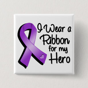 I Wear a Purple Ribbon For My Hero Pinback Button