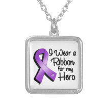 I Wear a Purple Ribbon For My Hero Silver Plated Necklace