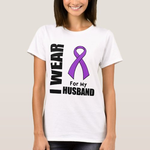 I Wear a Purple Ribbon For My Husband T_Shirt