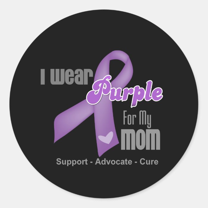 I Wear a Purple Ribbon For My Mom Round Sticker