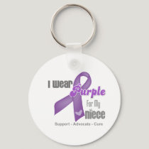 I Wear a Purple Ribbon For My Niece Keychain
