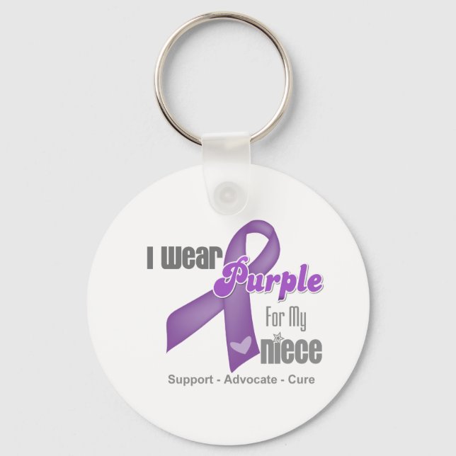 I Wear a Purple Ribbon For My Niece Keychain (Front)