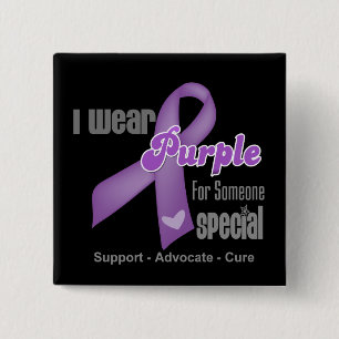 I Wear a Purple Ribbon For Someone Special Pinback Button