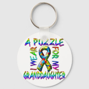 I Wear A Puzzle for my Granddaughter Keychain