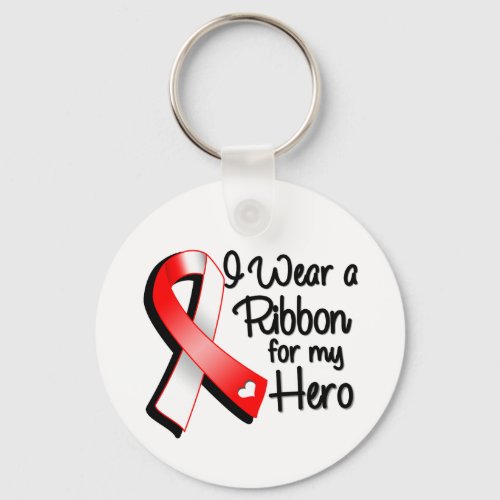 I Wear a Red and White Ribbon For My Hero Keychain