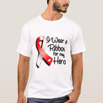 I Wear a Red and White Ribbon For My Hero T-Shirt