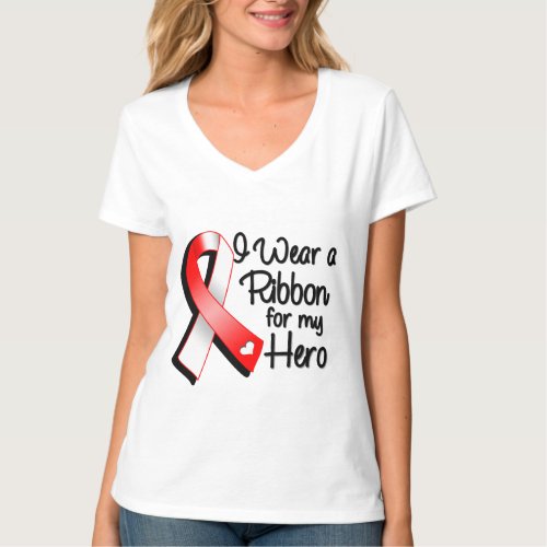 I Wear a Red and White Ribbon For My Hero T_Shirt