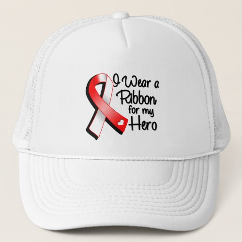 I Wear a Red and White Ribbon For My Hero Trucker Hat
