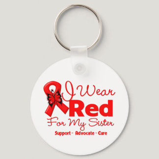 I Wear a Red Ribbon For My Sister Keychain