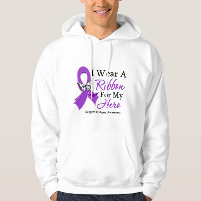 I Wear A Ribbon For My HERO Epilepsy Hoodie (Front)