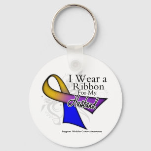 I Wear a Ribbon For My Husband - Bladder Cancer Keychain