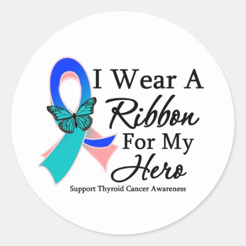 I Wear A Ribbon HERO Thyroid Cancer Classic Round Sticker