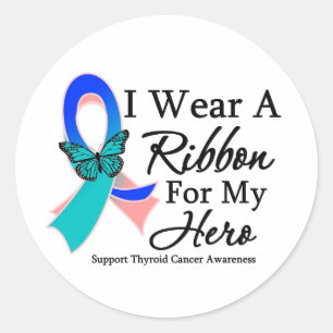 I Wear A Ribbon HERO Thyroid Cancer Classic Round Sticker