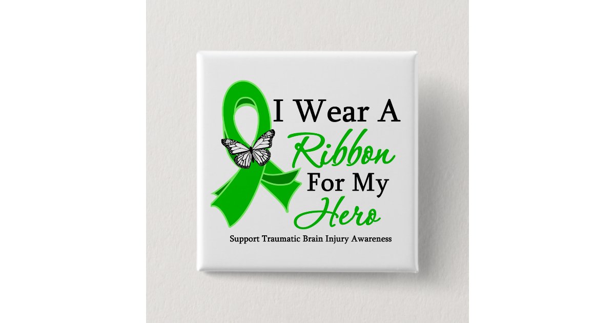I Wear A Ribbon HERO Traumatic Brain Injury Button | Zazzle