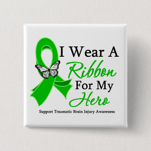 I Wear A Ribbon HERO Traumatic Brain Injury Button