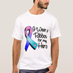 I Wear a Teal Pink and Blue Ribbon For My Hero T-Shirt