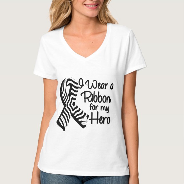 I Wear a Zebra Ribbon For My Hero T-Shirt (Front)