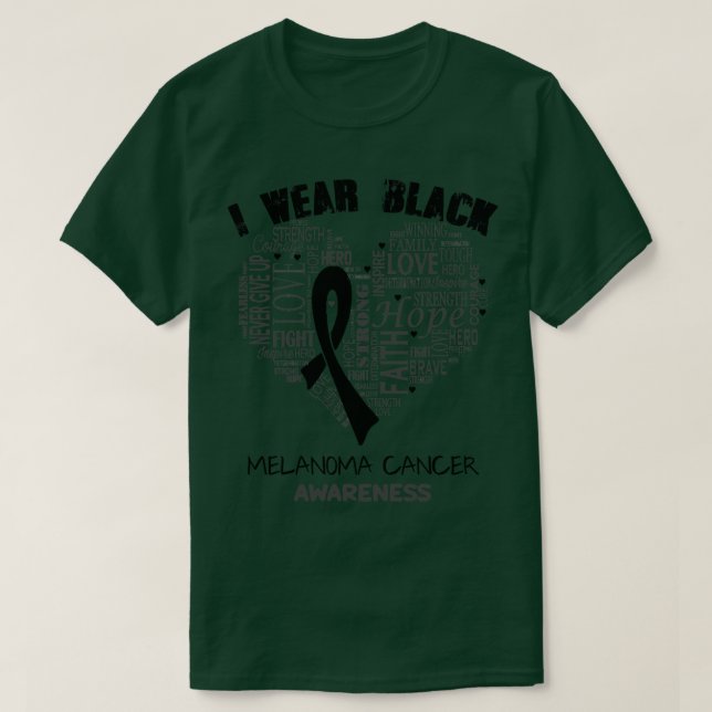 I Wear Black For Melanoma Cancer Awareness Faith H T-Shirt (Design Front)