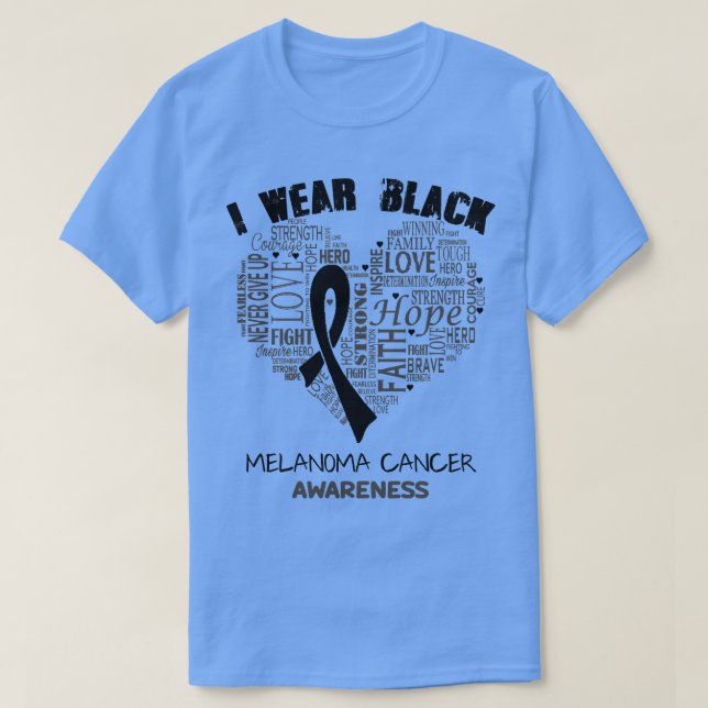 I Wear Black For Melanoma Cancer Awareness Faith H T-Shirt (Design Front)