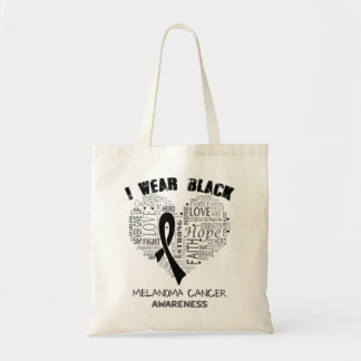I Wear Black For Melanoma Cancer Awareness Faith H Tote Bag