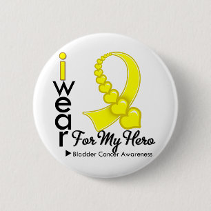 I Wear Bladder Cancer Ribbon For My Hero Button