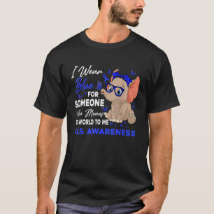 I Wear Blue Als Awareness Glasses Elephant T-Shirt