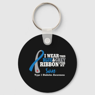 I Wear Blue And Gray For My Son Diabetes Awareness Keychain