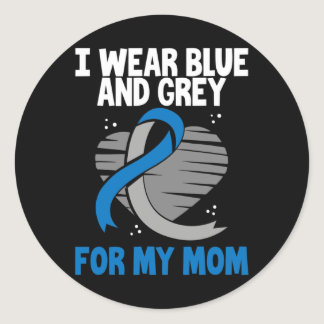 I Wear Blue And Grey For My Mom Diabetes Type 1 1 Classic Round Sticker