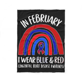 I Wear Blue And Red Congenital Heart Disease Aware Fleece Blanket