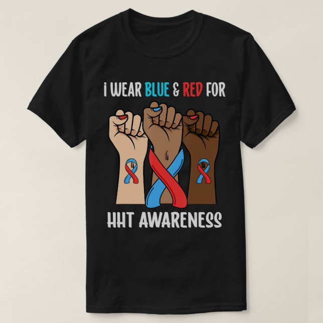 I Wear Blue and Red For HHT Awareness T-Shirt (Design Front)