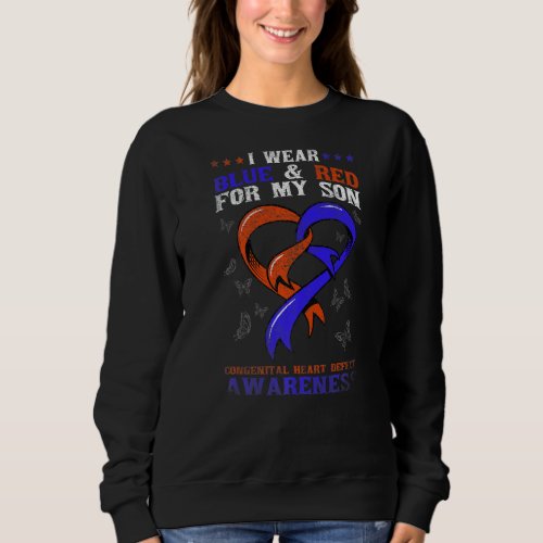 I Wear Blue And Red Son Congenital Heart Defect Aw Sweatshirt