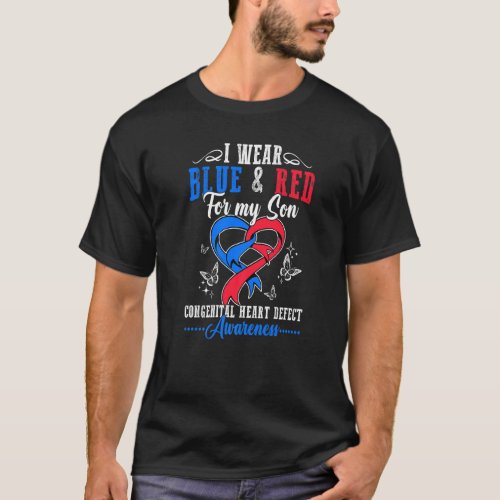 I Wear Blue And Red Son Congenital Heart Defect Aw T_Shirt