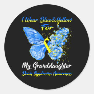 I Wear Blue And Yellow For My Granddaughter Down S Classic Round Sticker