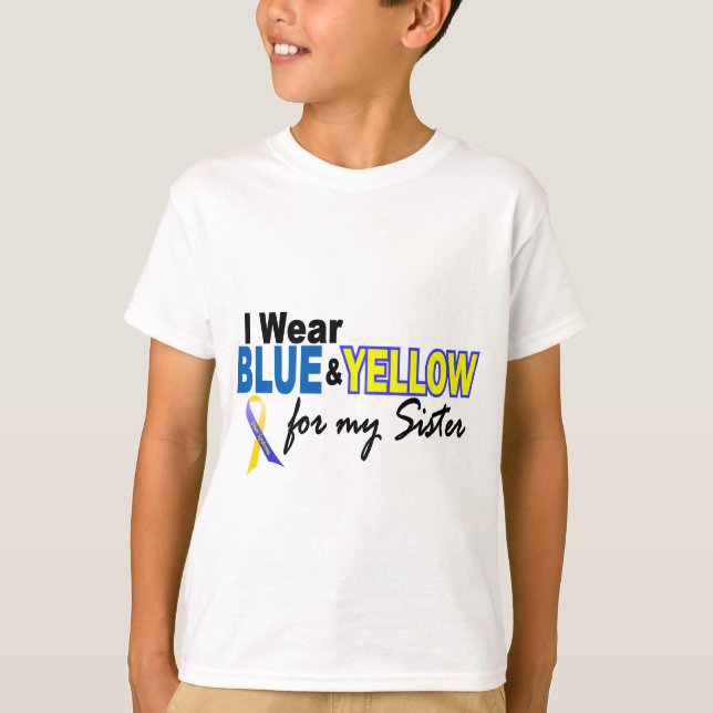 I Wear Blue and Yellow For My Sister Down Syndrome T-Shirt (Front)
