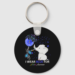 I Wear Blue Autism Awareness Elephant Autism Awar Keychain
