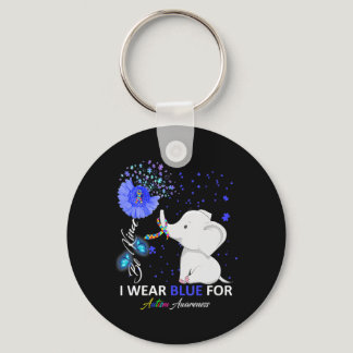 I Wear Blue Autism Awareness  Elephant Autism Awar Keychain