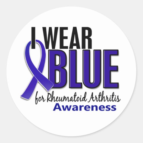 I Wear Blue Awareness 10 Rheumatoid Arthritis RA Classic Round Sticker