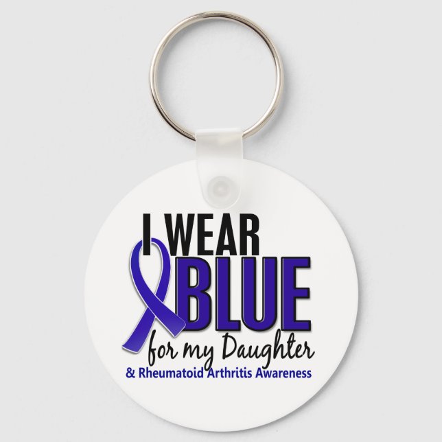 I Wear Blue Daughter Rheumatoid Arthritis RA Keychain (Front)