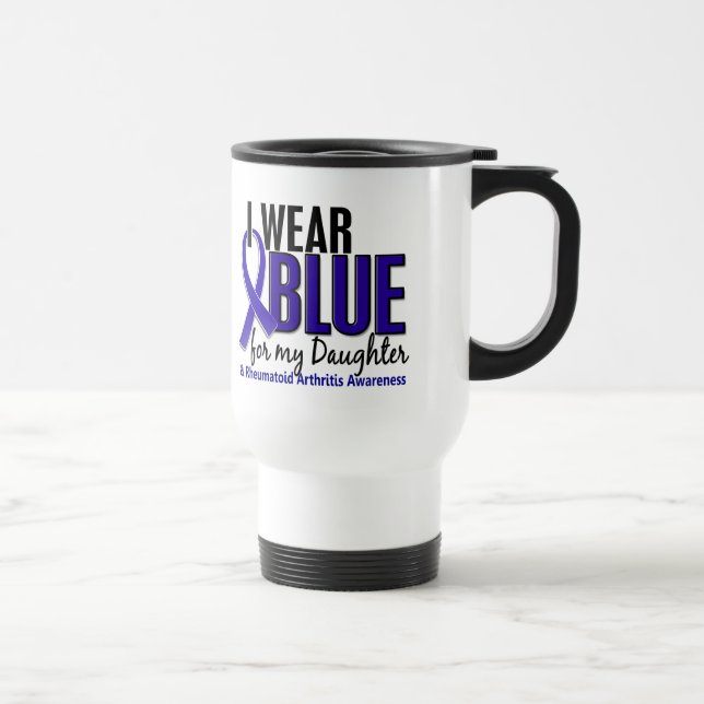 I Wear Blue Daughter Rheumatoid Arthritis RA Travel Mug (Right)