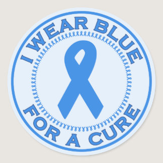 I Wear Blue For A Cure Classic Round Sticker
