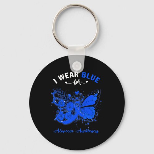 I Wear Blue For Alopecia Awareness  Keychain