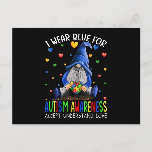 I Wear Blue For Autism Awareness Accept Understand Postcard