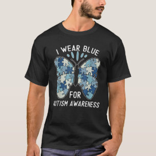 I Wear Blue For Autism Awareness Blue Puzzle Butte T-Shirt