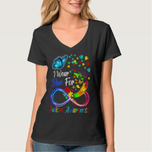 I Wear Blue For Autism Awareness Butterfly Autism  T-Shirt