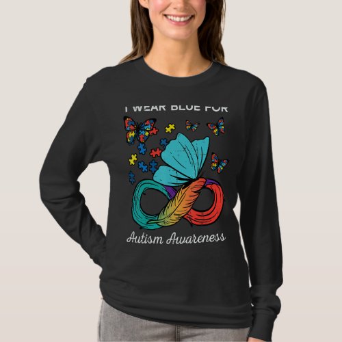 I Wear Blue For Autism Awareness Butterfly Men Wom T_Shirt