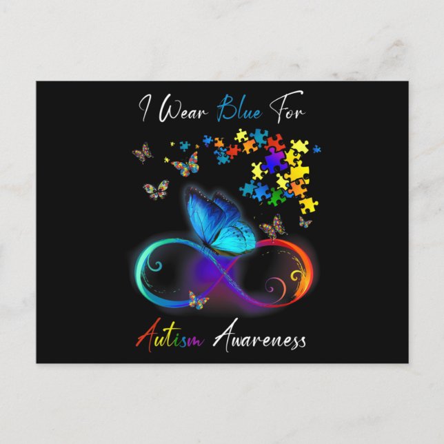 I Wear Blue For Autism Awareness shirt Puzzle Mom  Postcard (Front)