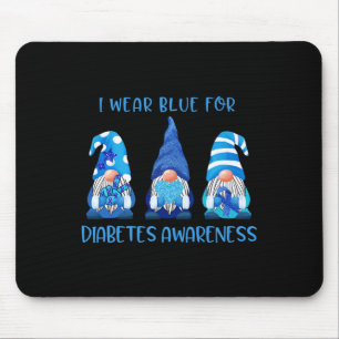 I Wear Blue For Diabetes Awareness Gnomes Peace Lo Mouse Pad