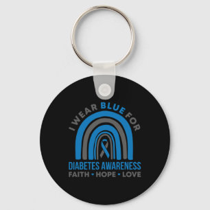 I Wear Blue For Diabetes Awareness Month Rainbow T Keychain