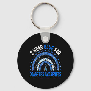 I Wear Blue For Diabetes Awareness Rainbow Men Wom Keychain