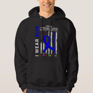 I Wear Blue For Goddaughter Autism Awareness Flag  Hoodie
